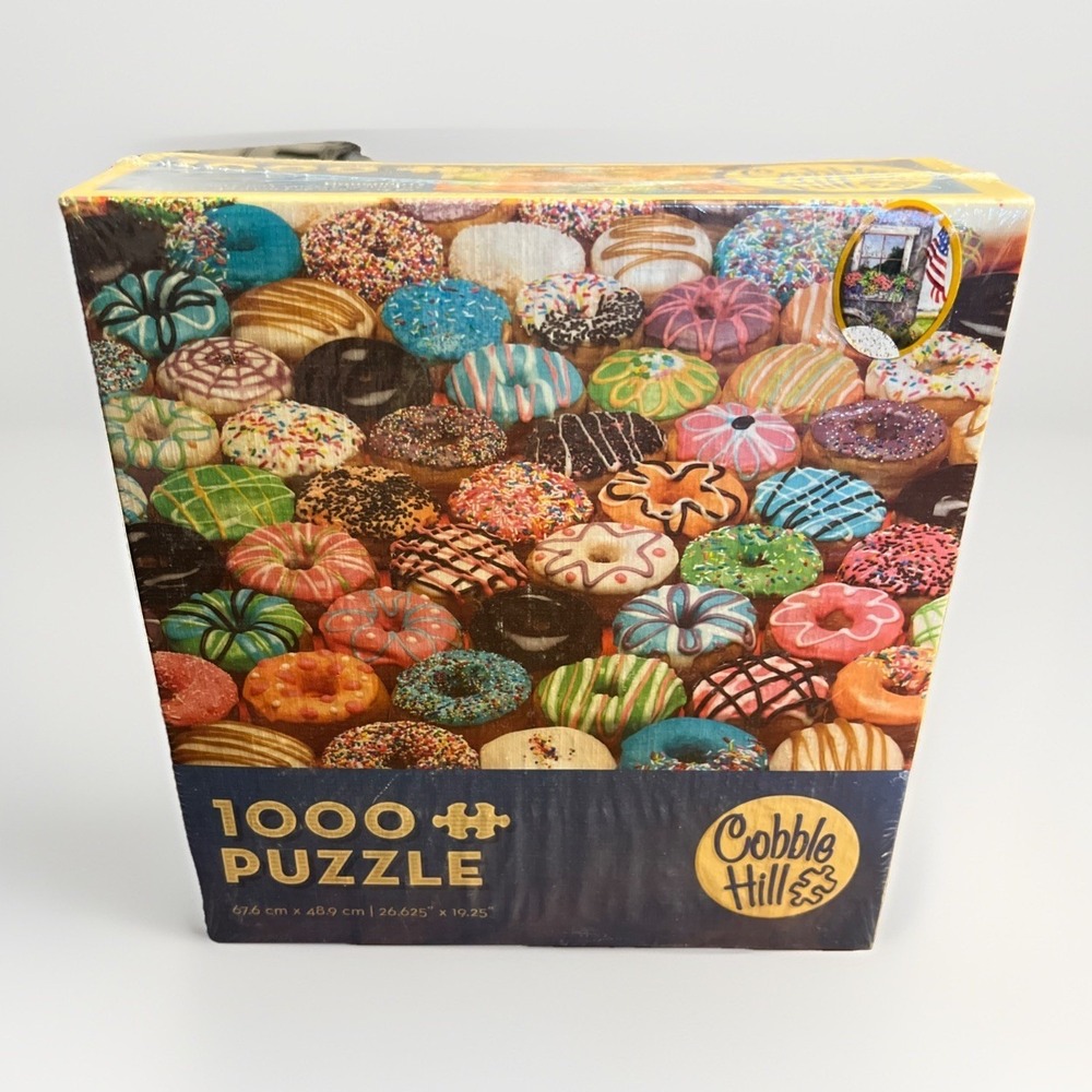 NEW "Doughnuts" 1000 Piece Jigsaw Puzzle Cobble Hill 26" x 19" Iced Pastry Sweet